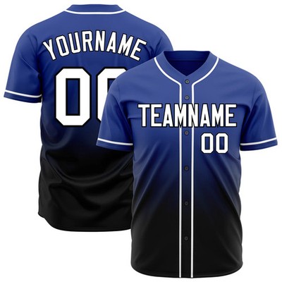 Custom Gradient Royal Blue Full Button Baseball Jersey Personalized Uniform