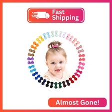 Mini Fully Lined Grosgrain Ribbon Bows Hair Clips for Girls and Infants - 1.2" T
