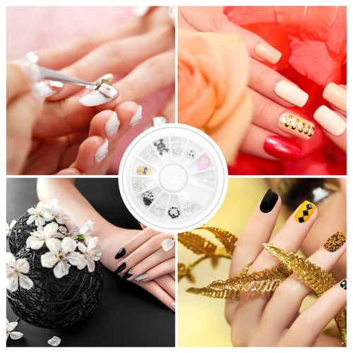 12pcs/Box Manicure Rhinestone Decor Skull Nail Decor DIY Nail Accessories for - Zdjęcie 6 z 12