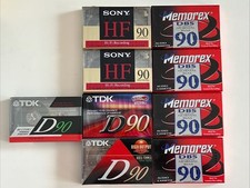 Lot of 9 Blank Cassette Tapes Sealed Sony HF, Memorex,  TDK