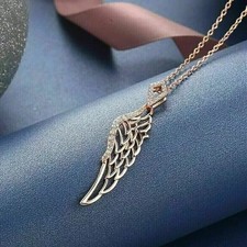 1Ct Round Cut Simulated Diamond Women's Wing Shape Pendant 14k Rose Gold Plated