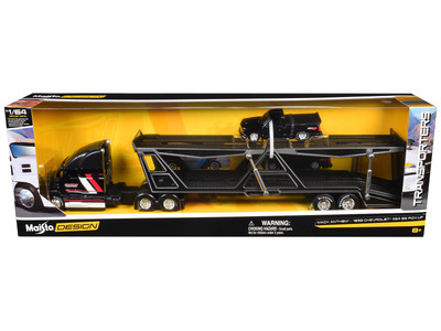 Mack Anthem Car Hauler & '93 Chevy 454 SS Pickup Truck Black 1/64