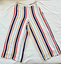 FOREVER 21 Striped Wide Leg Pants Small Multicolor Rayon Summer Lightweight