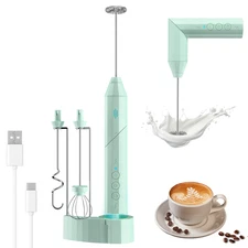 Electric Milk Frothers Three Whisks Handheld Coffee Foam Mixer USB Rechargeable