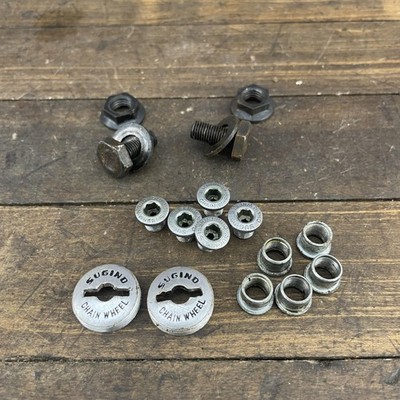 Vintage Sugino Dust Caps Chainwheel Bolts Set Japan Crank Arm