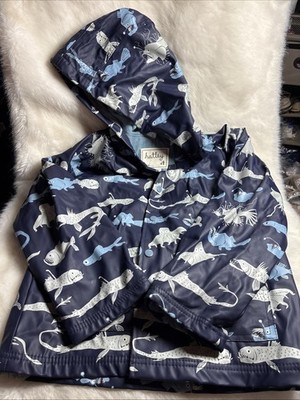 Hatley Boys Shark Blue RainCoat SIZE 8 Color Changing Waterproof Jacket EUC