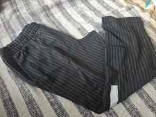 A New Day Womens Large Black Pinstripe Ankle Pants Elastic Waist Career Office C