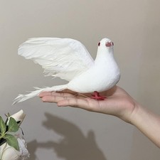 2pcs White Flying Doves 8-Inch Artificial Simulation Foam Bird Feathered Dove...
