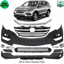 Front Bumper Cover Fascia & Grille Assembly Kit For 2016-2018 Honda Pilot