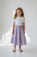 Skirt ORGANIC Girls 8 Midi Purple Ruffle Tier Cotton Colorful Mom and Pop's Kids