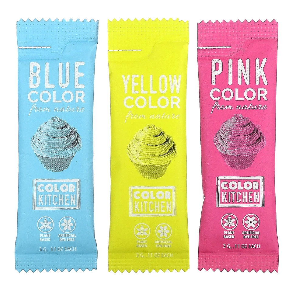 Food Colors From Nature, Multi-Color, 3 Powder Packets, 0.11 oz (3 g) Each — 第 3/4 张图片