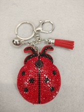 NEW Adorable Lady Bug Key Chain Tassle Charm Sparkly Rhinestones Ladybugs Gift
