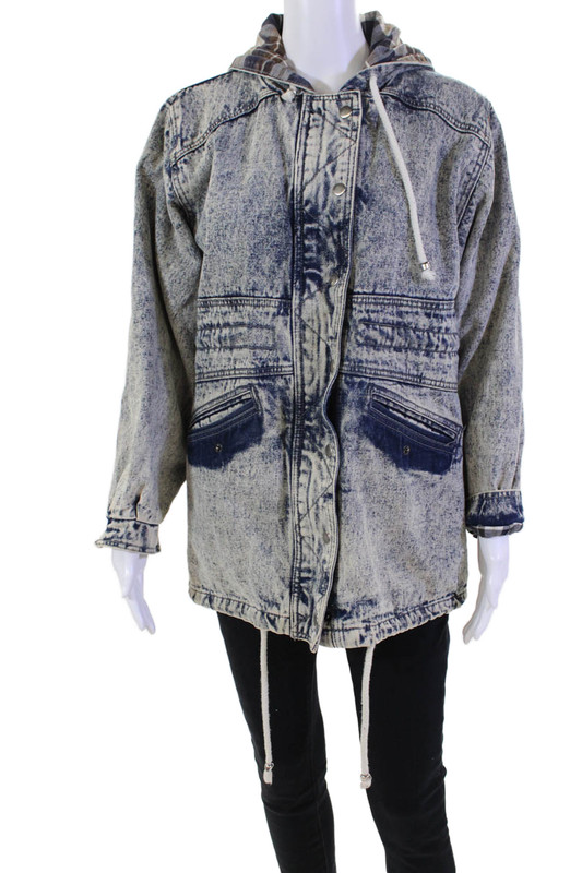 Carmar Women's Long Sleeves Hood Full Zip Medium Wash Denim Jacket Size S