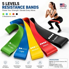 Resistance Bands Set of 5 Loop Exercise Bands for Yoga Fitness Workout Gym