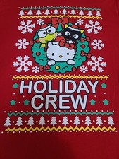 Men's Hello Kitty And Friends SANRIO S/S Red T-Shirt Reads "Holiday Crew"; M