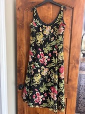 Ralph Lauren Women's Flowered Silk Sleeveless Mid-Calf Length Dress, Size 12