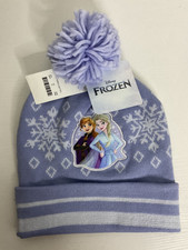 Disney Frozen Princess Anna Elsa Girls' One Size Pom Beanie Hat