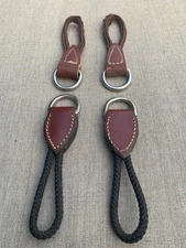 2 Pairs - Dee Ring Saver Loops Brown Leather Horse Tack English Riding Accessory