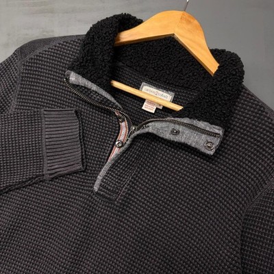 Carbon 2 Cobalt Equation Sweater Quarter Zip Sweater Grey Sherpa Collar Medium