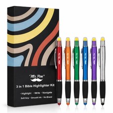 Mr. Pen- Bible Highlighter with Pen and Stylus for Black, Yellow