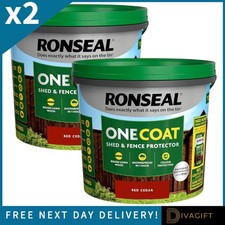 2 x RONSEAL RED CEDAR ONE COAT FAST DRY GARDEN SHED FENCE PAINT PROTECTOR 5L NEW