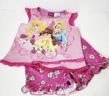 Disney Girls 4T Princess Pajamas Set Belle Aurora Cinderella
