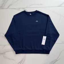 Alo Yoga Accolade Crew Neck Pullover Sweatshirt Navy Blue Size XL