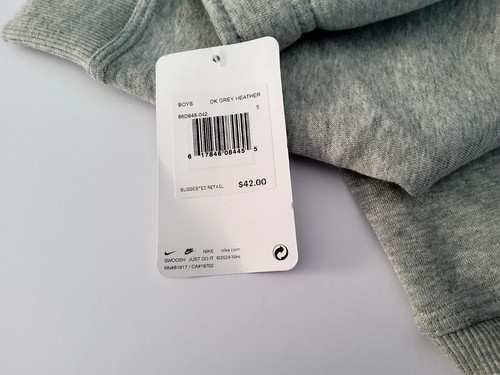 Nike Little Boys Logo Graphic Fleece Jogger Pants(Gray Dark Grey Heather, 4/5/6) - Picture 5 of 6