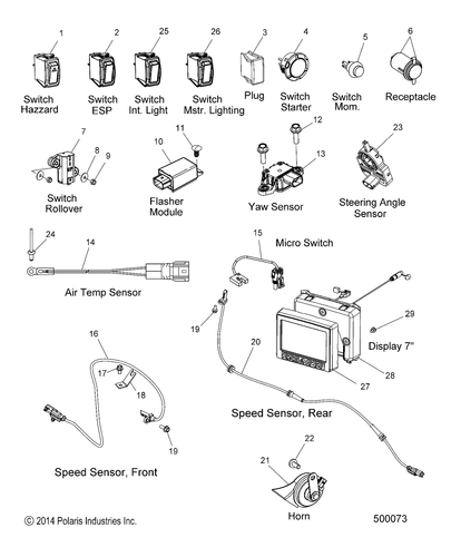 Polaris Hazard Switch, SPST, Genuine OEM Part 4011318, Qty 1 - Picture 3 of 3