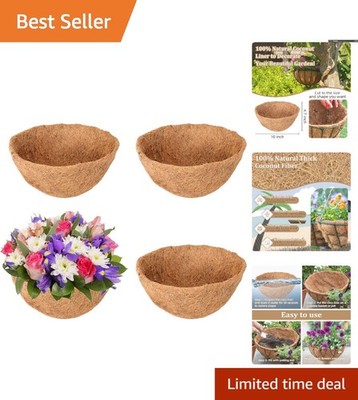 4-Pack Round 10-Inch Coco Coir Liners for Thriving Indoor & Outdoor Gardens