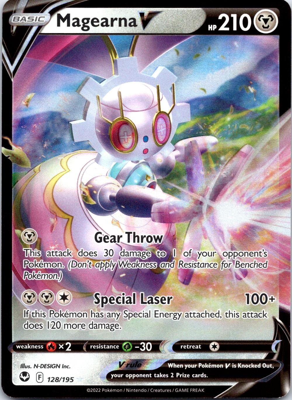 Magearna V 128/195 Holo Ultra Rare Silver Tempest Pokemon Near Mint
