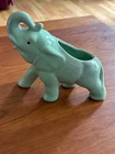 Vintage McCoy Pottery  Celadon Green Elephant Trunk Up  7"  Planter Figurine