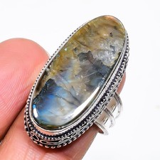 Labradorite Gemstone 925 Sterling Silver Jewelry Ring Size 8 Gift for Her Q761