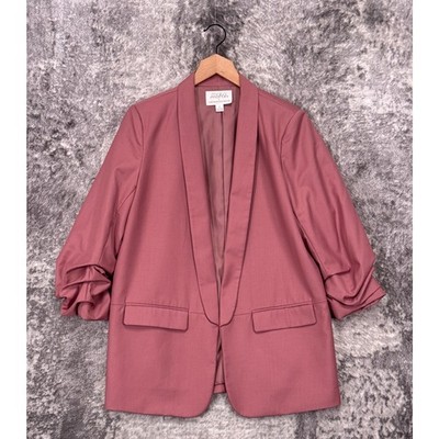 Anthropologie x Mare Mare Jacket M Womens Pink Ruched Sleeve Oversized Blazer