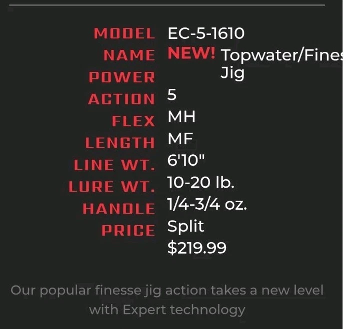 Falcon Expert 6ft 10 inch  Top Water Finese Jig Casting Rod. #EC-5-1610 (New) - Image 4 of 4