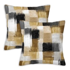 VronTaliy Black Gold Abstract Throw Pillow Covers 18x18 Inch, Set of 2  Mode...