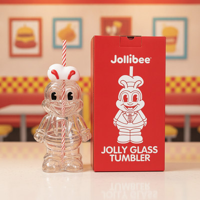 Jollibee Glass Tumbler Cup with Reusable Straw 2026 Promo Collectible NWT