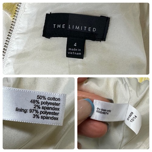 THE LIMITED Yellow White Textured Sleeveless Pencil Dress EASTER SPRING sz 4 - Picture 8 of 9