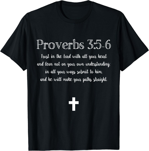 Camiseta Proverbios 3:5-6 Versículo Bíblico Escritura Idea de Regalo Cristiano - Imagen 1 de 3