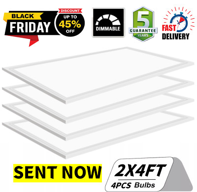 4 Pack 2X4 FT LED Back Lit Flat Panel Recessed Lighting Drop Ceiling Light Panel