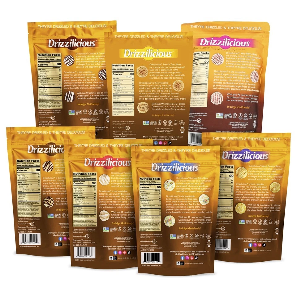 Mini pastel de arroz Drizzilicious patatas fritas saludables bocadillos sin gluten Foto 2 de 4