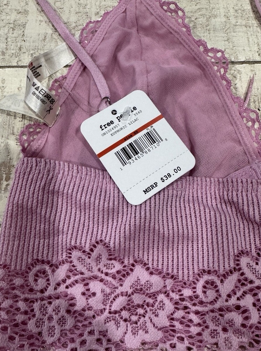 Free People Soft Lace Trim Bralette Euphoric Lilac XS NWT FP4 | eBay
