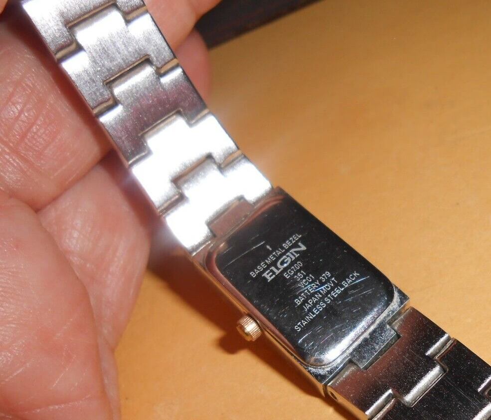 Ladies Elgin Watch Dress White & Rose Gold Baguette Crystals  display picture 3