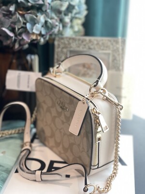 NWT Coach Box Crossbody In Signature Canvas C3148 Retail