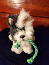 FurReal Friends Tugging Black white Interactive Plush Dog w/ Rope 2007