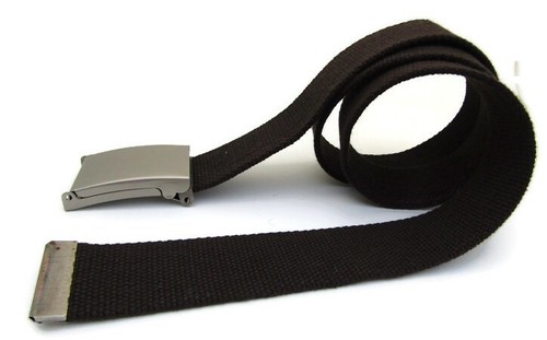 Unisex High Quality Canvas Fabric Webbing Belt Brushed Silver Buckle Army Style - Picture 258 of 275
