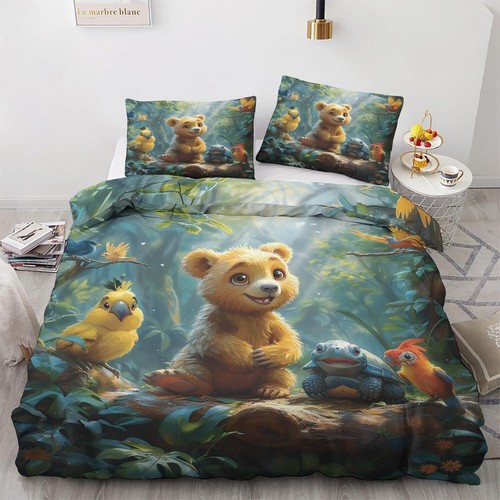 Duvet Cover California King Size, Cartoon Animal Comforter Cover