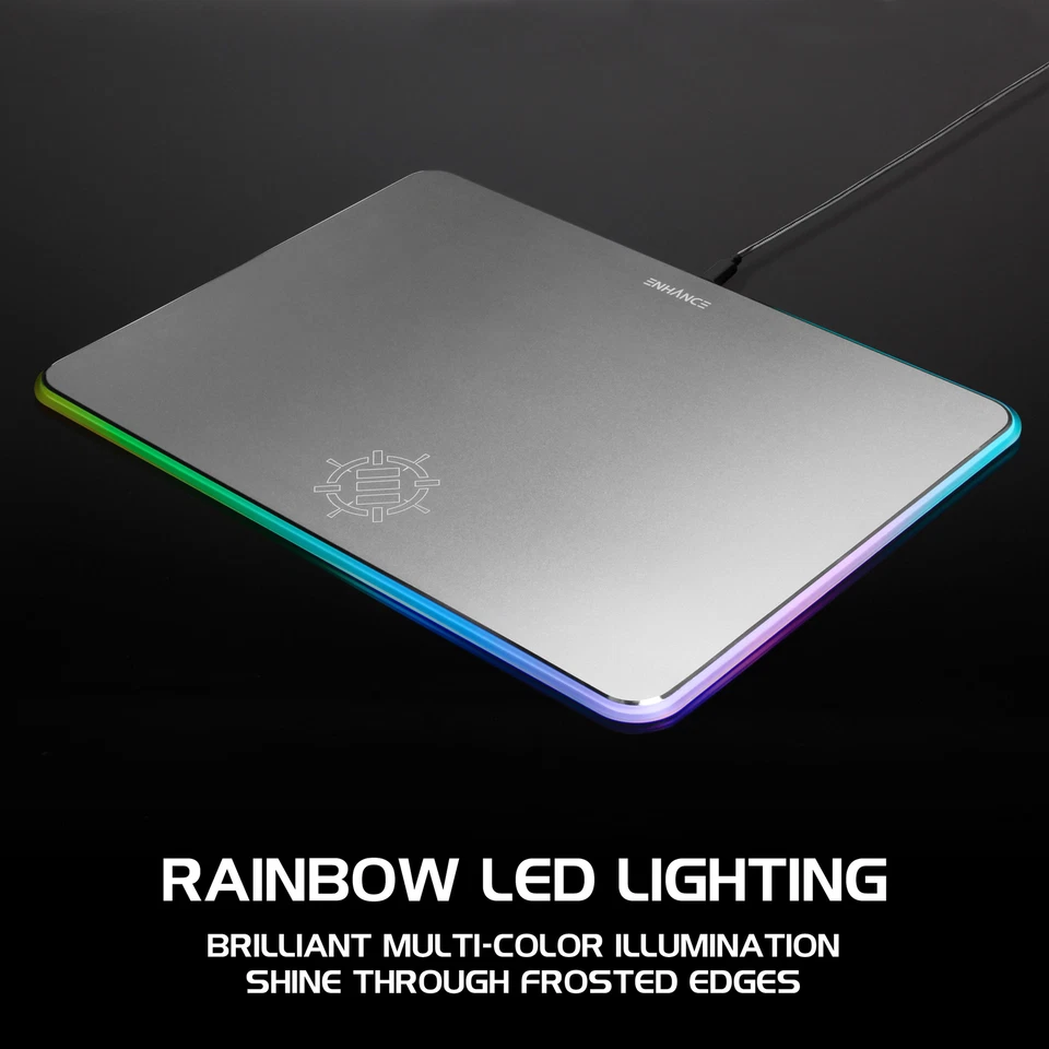 ENHANCE Aluminum LED Mouse Pad with Rainbow Illumination - Metal Alloy Finish - Image 2 of 4