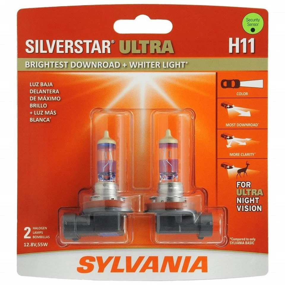 Sylvania SilverStar Ultra H11 55W Dos Bombillas Luz Antiniebla Repuesto Actualización Lámpara Foto 2 de 4