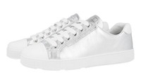Prada Leder Downtown Cap Toe Sneaker - 1E663I - Silber Weiss - Neu - 37